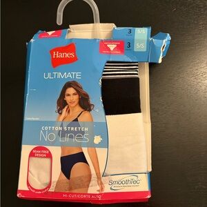 Hanes Ultimate Cotton Stretch No Lines Panties - Black and White